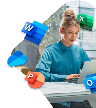 mujer trabajando con Microsoft Office 365